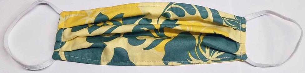 Classic Yellow Hawaiian print Face Mask  100% Cotton Made in USA